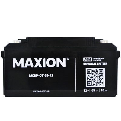 Акумулятор AGM 12V 65Ah MAXION BP OT 65 - 12  для інверторів та ДЖБ
