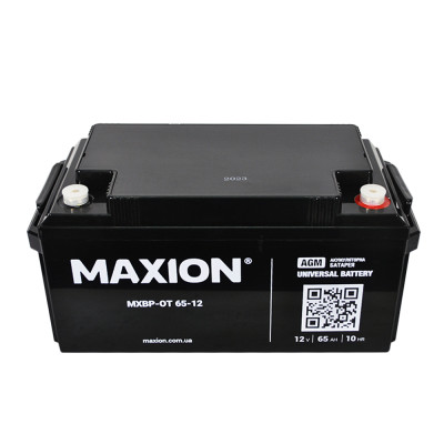 Акумулятор AGM 12V 65Ah MAXION BP OT 65 - 12  для інверторів та ДЖБ