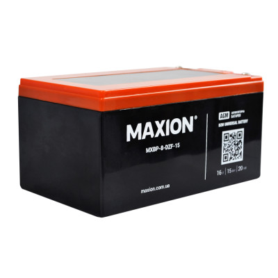Промисловий акумулятор MAXION AGM 16V 15Ah L+ (лівий +) BT- 8 DZF 15
