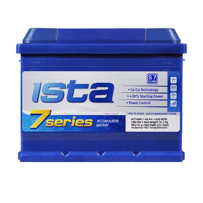 Аккумулятор ISTA 60Ah 600A 7 Series L+ (левый +) L2