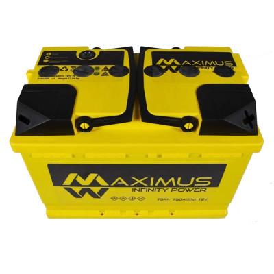 Акумулятор MAXIMUS 75Ah 750A R+ (правий +) MF L3