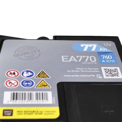 Акумулятор EXIDE 77Аh 760Ah Premium  EA770 R+ (правий +)