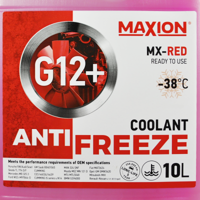 Антифриз MAXION 10L G12+ -38°C RED