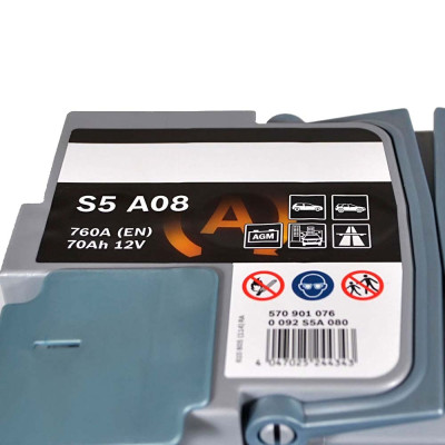 Аккумулятор BOSCH AGM 70Ah 760A R+ (правый +) S5A 080
