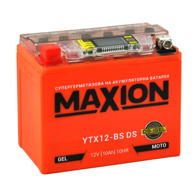 Мото акумулятор MAXION 12V 10A L+ (лівий) YTX 12-BS DS (DS-iGEL)