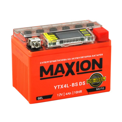 Мото акумулятор MAXION 12V 4A R+ (правий +) YTX 4L-BS DS (DS-iGEL)