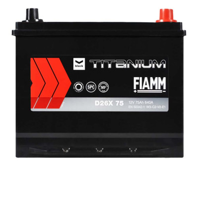 Акумулятор FIAMM 75Аh 640А  Titanium Black Asia R+ (правий +) D26