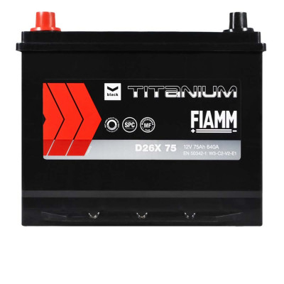 Акумулятор FIAMM 75Аh 640А  Titanium Black Asia L+ (лівий +) D26