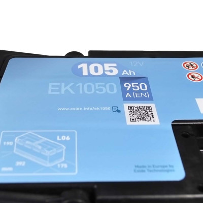 Акумулятор EXIDE AGM 105Аh 950A EK1050 Start-Stop R+ (правий +) Акумулятор EXIDE AGM 105Аh 950A EK1050 Start-Stop R+ (правий +)