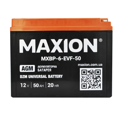Промисловий акумулятор MAXION AGM 12V 50Ah L+ (лівий +) BP-6 EVF 50