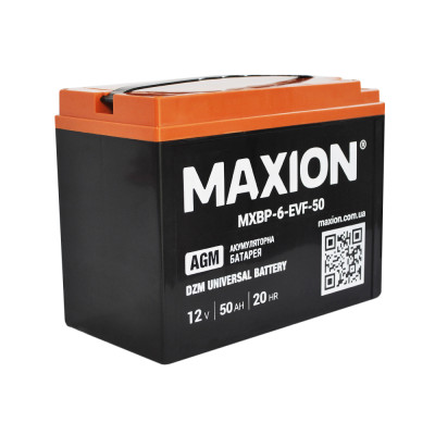 Промисловий акумулятор MAXION AGM 12V 50Ah L+ (лівий +) BP-6 EVF 50