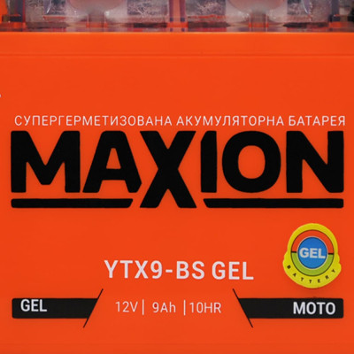 Мото акумулятор MAXION GEL 12V, 9A L+ (лівий +) YTX 9-BS
