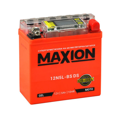 Мото акумулятор MAXION 12V 5A R+ (правий +) 12N 5L-BS DS (DS-iGEL)