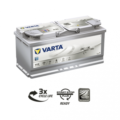 Акумулятор VARTA AGM 105Ah 950А R+ Silver Dynamic (правий +) H15 Акумулятор VARTA AGM 105Ah 950А R+ Silver Dynamic (правий +) H15
