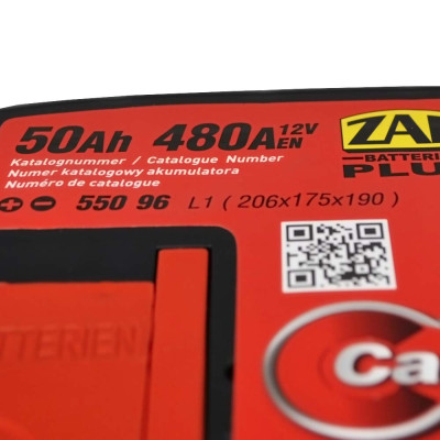 Акумулятор ZAP Plus 50Ah 420A L+ (лівий +) 550 96