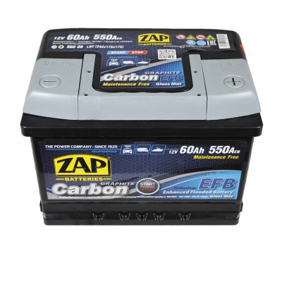 Акумулятор ZAP EFB 60Аh 550А Carbon R+ (правий +) LB2 (560 08) h=175