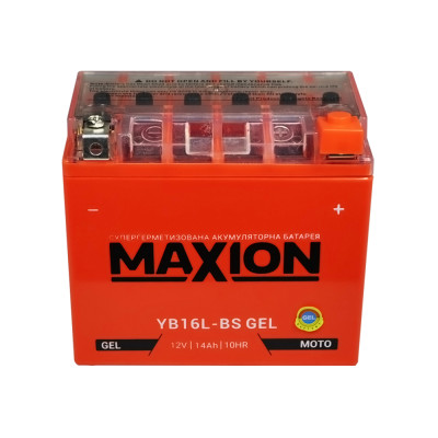 Мото акумулятор MAXION Gel 12V 14A R+ (правий +) YB 16L-BS