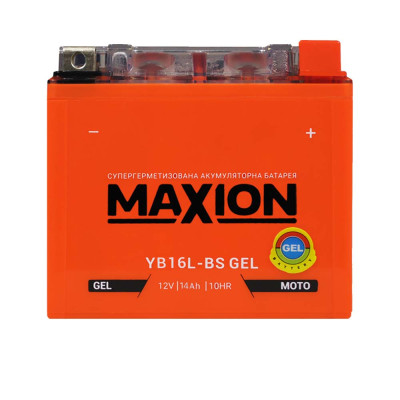 Мото акумулятор MAXION Gel 12V 14A R+ (правий +) YB 16L-BS