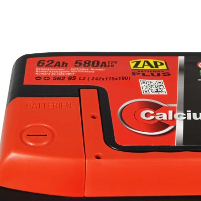 Акумулятор ZAP Plus 62Ah 580A R+ (правий +) L2 (550 95)