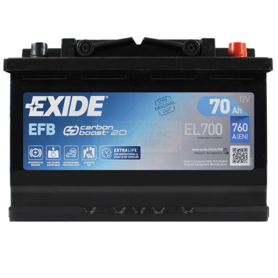 Аккумулятор EXIDE EFB 70Аh 760A  (EL700) Start-Stop R+