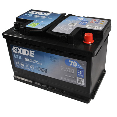 Аккумулятор EXIDE EFB 70Аh 760A  (EL700) Start-Stop R+