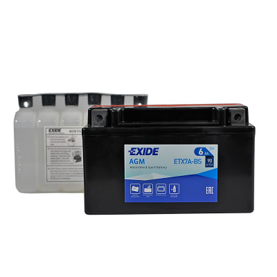 Мото акумулятор EXIDE ETX 7A-BS EXIDE (12V, 6A)