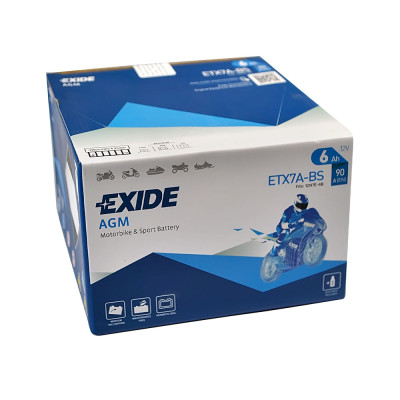 Мото акумулятор EXIDE ETX 7A-BS EXIDE (12V, 6A)