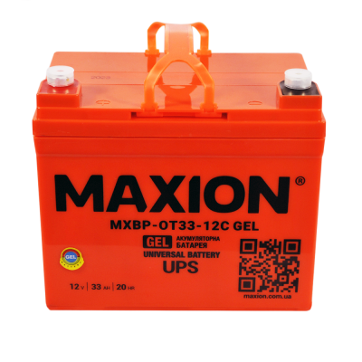 Акумулятор гелевий 12V 33Ah MAXION BP OT 33 - 12C GEL (лівий+) для інверторів та ДЖБ
