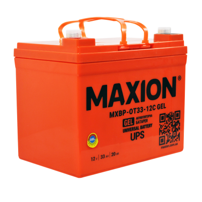 Акумулятор гелевий 12V 33Ah MAXION BP OT 33 - 12C GEL (лівий+) для інверторів та ДЖБ
