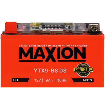 Мото акумулятор MAXION 12V 8A L+ (лівий) YTX 9-BS DS (DS-iGEL)