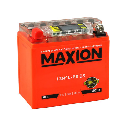 Мото акумулятор MAXION 12V 9A L+ (лівий +) 12N 9L-BS DS (DS-iGEL)