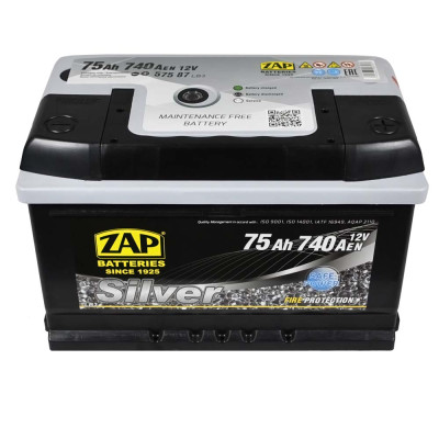 Акумулятор ZAP Silver 75Ah 740A R+ (правий +) LB3 (575 87) h=175