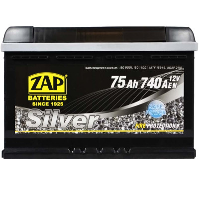 Акумулятор ZAP Silver 75Ah 740A R+ (правий +) LB3 (575 87) h=175