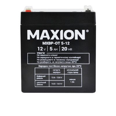 Промисловий акумулятор MAXION AGM 12V 5Ah L+ (лівий +) BP OT 12 - 5