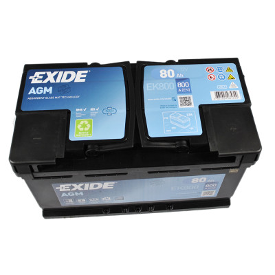 Акумулятор EXIDE AGM 80Аh 800A EK800 Start-Stop R+ (правий +)