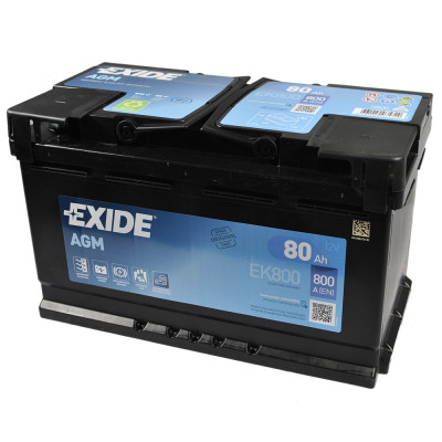 Акумулятор EXIDE AGM 80Аh 800A EK800 Start-Stop R+ (правий +)