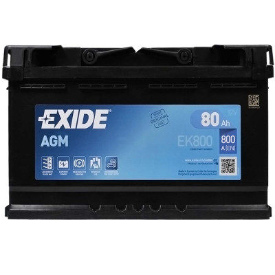 Акумулятор EXIDE AGM 80Аh 800A EK800 Start-Stop R+ (правий +)