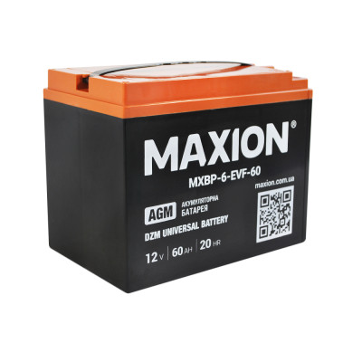 Промисловий акумулятор MAXION AGM 12V 60Ah L+ (лівий +) BT- 6 EVF 60 Промисловий акумулятор MAXION AGM 12V 60Ah L+ (лівий +) BT- 6 EVF 60