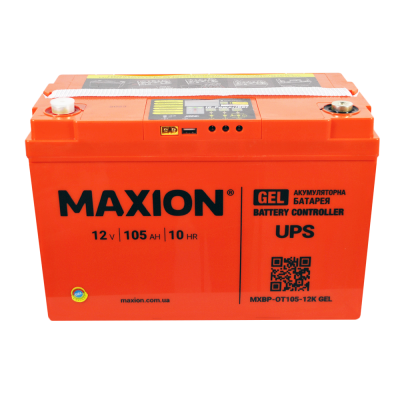 Акумулятор гелевий 12V 105Ah MAXION BP OT 105 - 12 GEL з контролером для інверторів та ДЖБ
