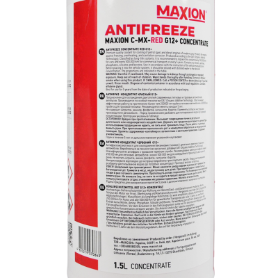 Антифриз MAXION 1,5L G12+ RED Concentrate
