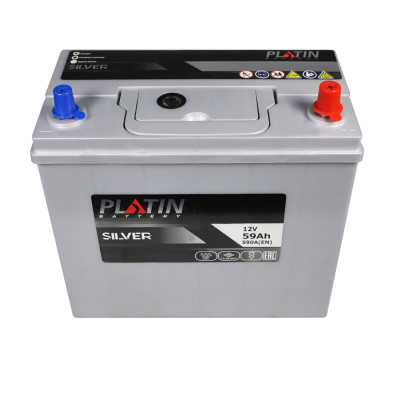 Акумулятор PLATIN 59Ah 590A R+ Silver Asia SMF (NS60) тонка клема