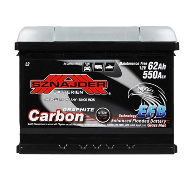 Аккумулятор SZNAJDER EFB 62Аh 550А R+ Carbon Start Stop (правый +) 562 05