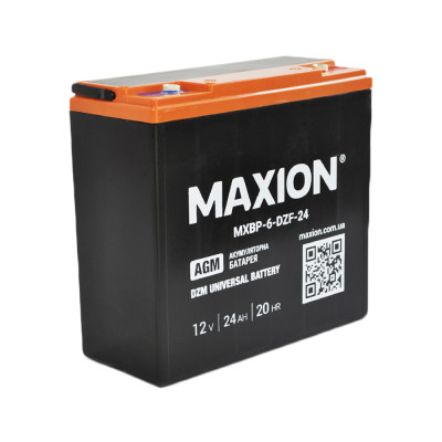 Промисловий акумулятор MAXION AGM 12V 24Ah R+ (правий +) BP-6 DZF 24