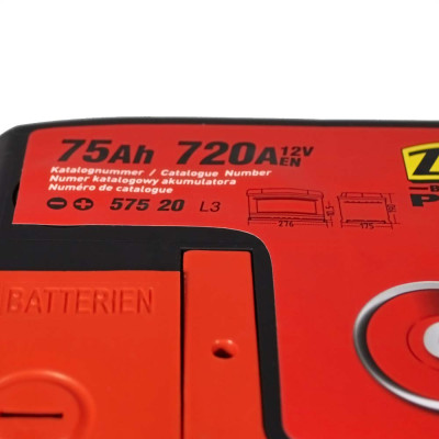 Аккумулятор ZAP Plus 75Ah 720A R+ (правый +) 575 20