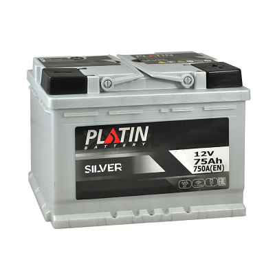Аккумулятор PLATIN 75Ah 750A Silver R+ (правый +) MF
