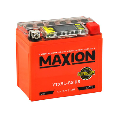 Мото акумулятор MAXION 12V 5A R+ (правий +) YTX 5L-BS DS (DS-iGEL)