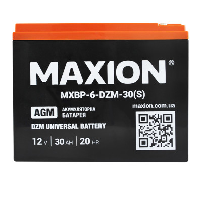 Промисловий акумулятор MAXION AGM 12V 30Ah L+ (лівий +) BT- 6 DZM 30S
