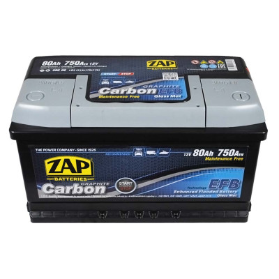 Акумулятор ZAP EFB (LB4) 80Аh 750А Carbon R+ (h=175) (580 08)