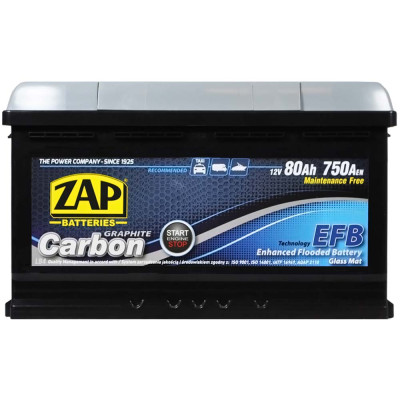 Акумулятор ZAP EFB (LB4) 80Аh 750А Carbon R+ (h=175) (580 08)