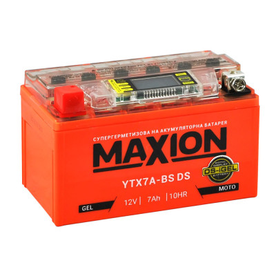 Мото акумулятор MAXION 12V 7A L+ (лівий) YTX 7A-BS DS (DS-iGEL)